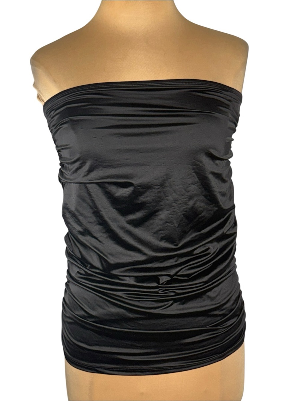 Good American Black Ruched Strapless Tube Top Size 4 XL 16 EUC - Picture 3 of 9
